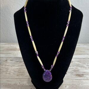 Stone and Bone Beaded Necklace